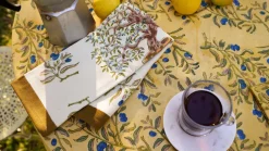 Olive Tree Tea Towels in Khaki & Blue, Set of 3