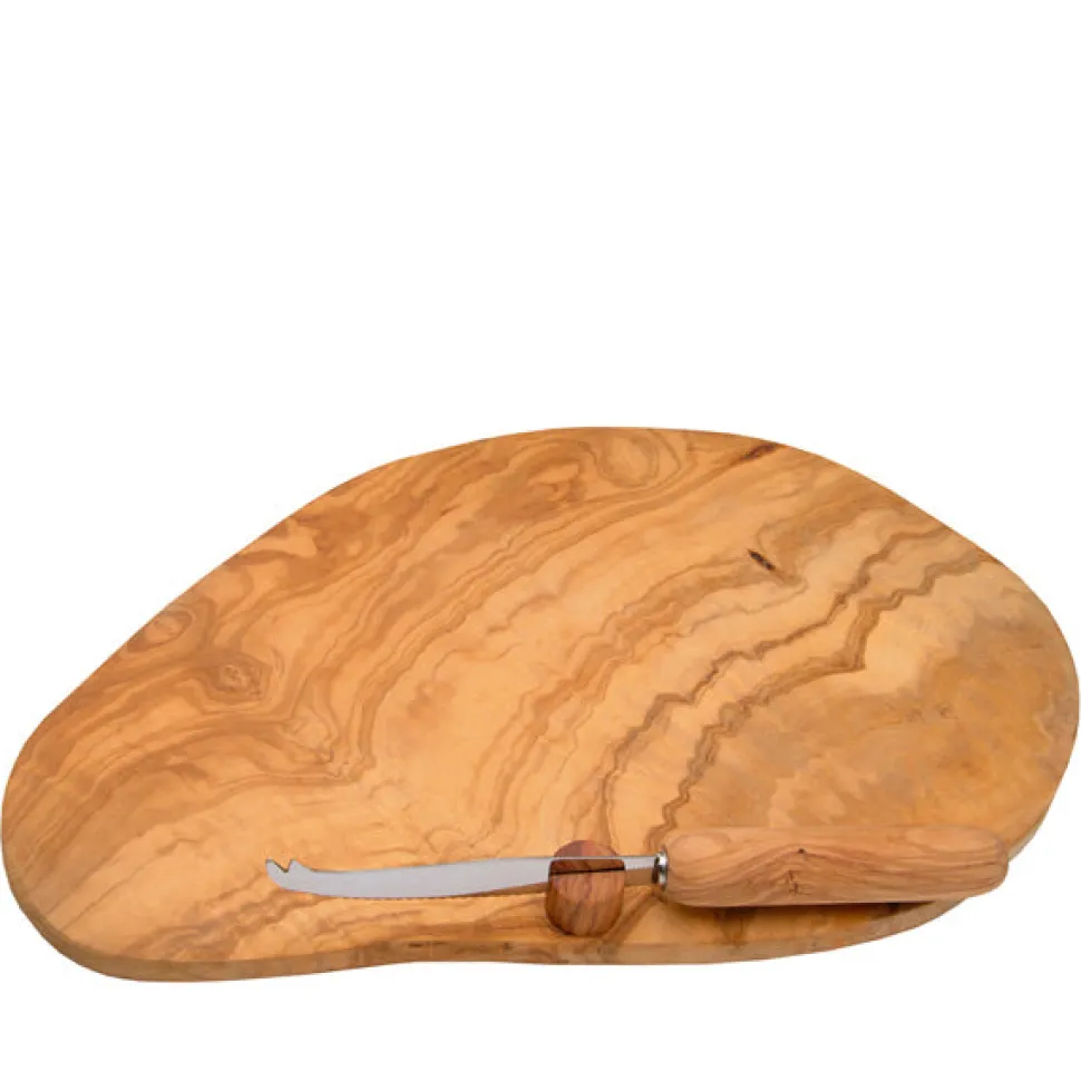 Olive Wood Cheese Board & Cheese Knife
