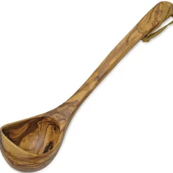 Olive Wood Soup Ladle with Leather Strap