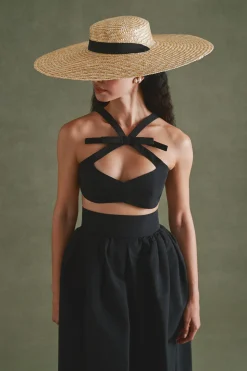 Olivia Bow Set in Black Faille