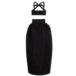 Olivia Bow Set in Black Faille
