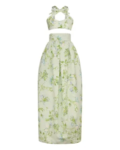 Olivia Bow Set in Celadon Bloom Silk Faille