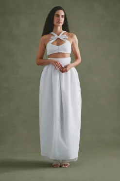 Olivia Bow Set in White Flock Tulle