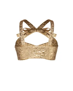 Olivia Bow Top in Gold Brocade