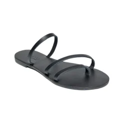 Olympia Vegetable Tanned Leather Sandal in Black