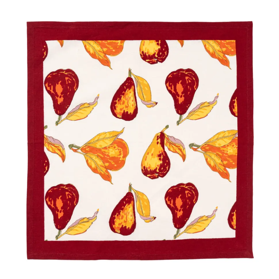 Orchard Pear Napkins in Burgundy, Set of 6