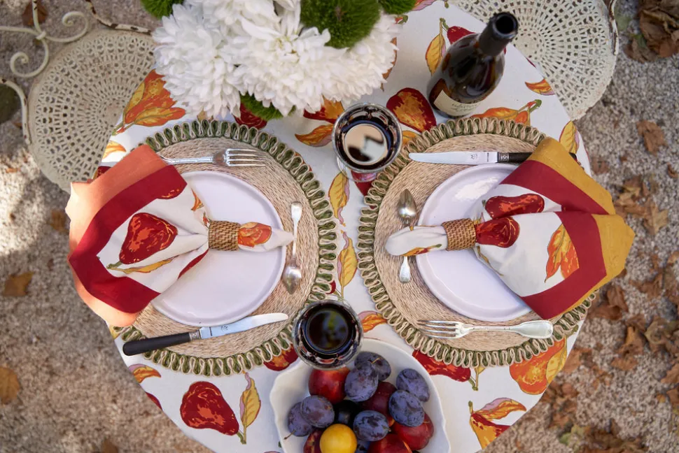 Orchard Pear Napkins in Burgundy, Set of 6