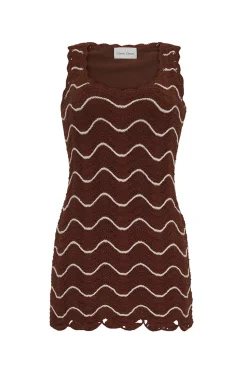 Orel Mini Dress in Brown Ivory Wave Crochet