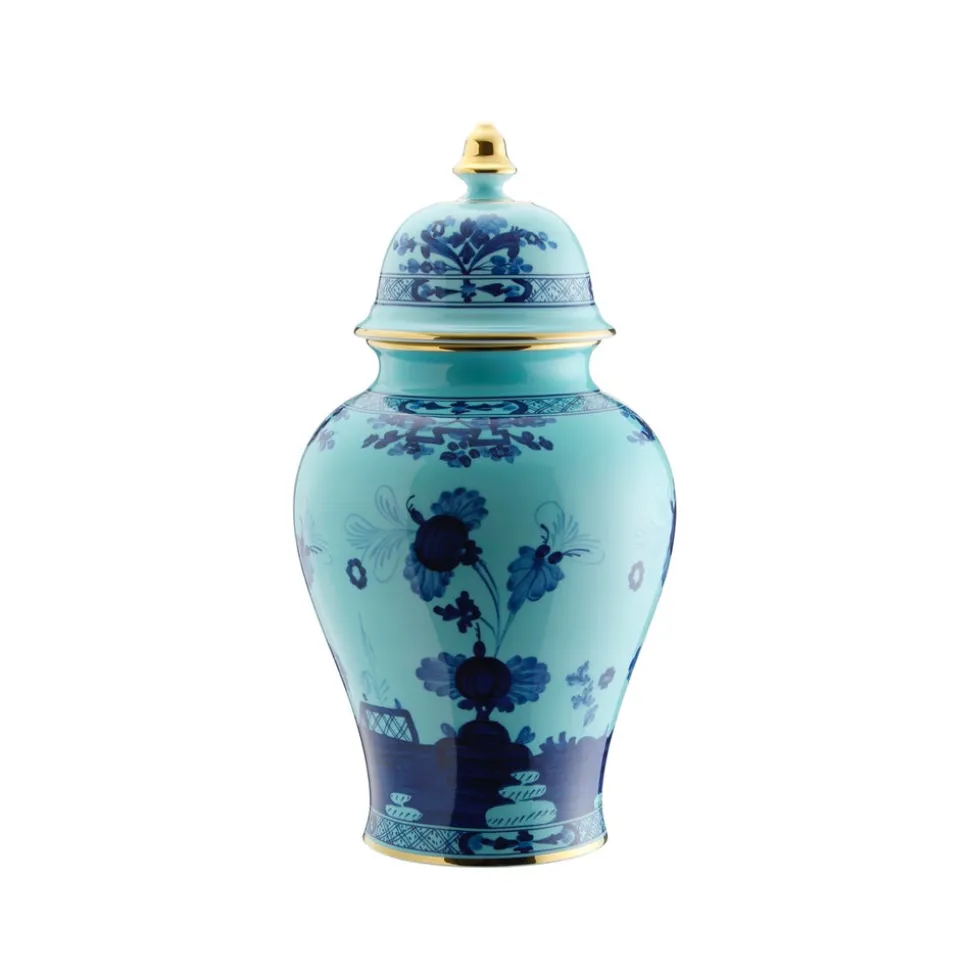 Oriente Italiano Large Potiche Vase With Cover in Iris