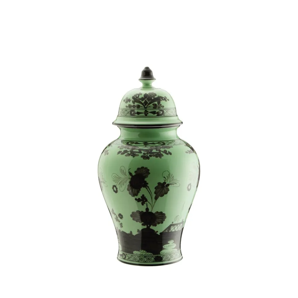 Oriente Italiano Potiche Vase With Cover in Malachite