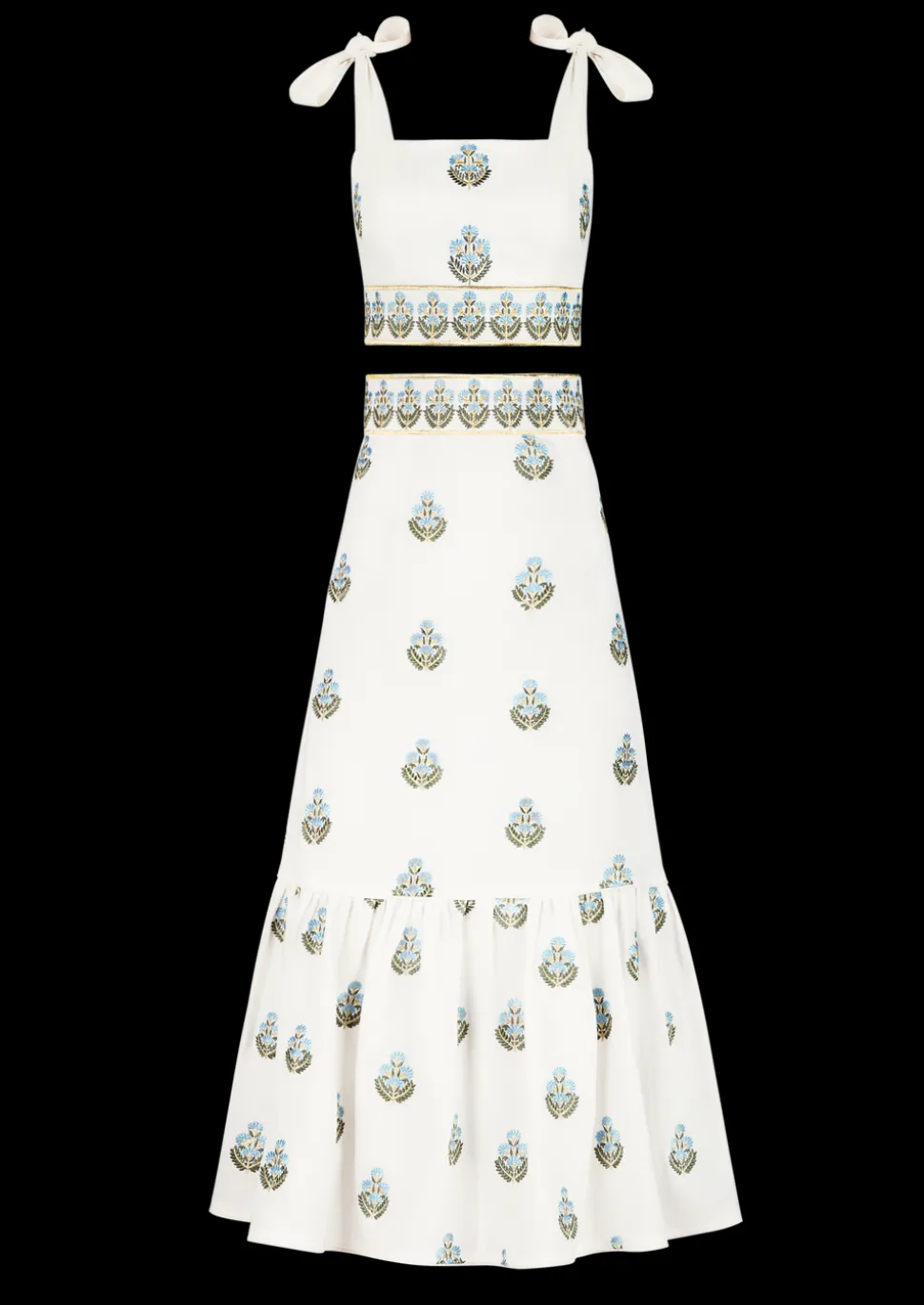 OTM Exclusive: Begum Set in Off-White & Blue