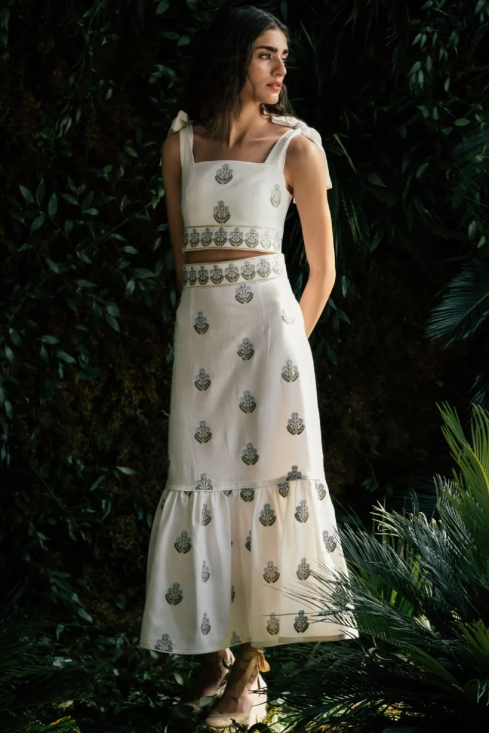OTM Exclusive: Begum Set in Off-White & Blue