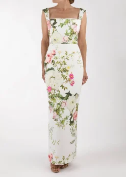 OTM Exclusive: Bridal Midi Dress in White Floral