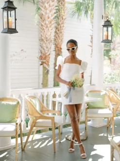 OTM Exclusive: Bridal Silk Faille Mini Dress in White