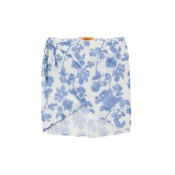 OTM Exclusive: Bridget Wrap Skirt in White Blue Floral
