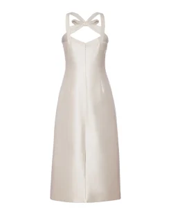 OTM Exclusive: Delphine Dress in Ivory Silk Wool with Ivory Meadow Embellishment