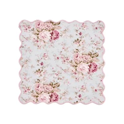 OTM Exclusive: Delphine Placemat and Napkin Set in Sea Foam with Blush Embroidery