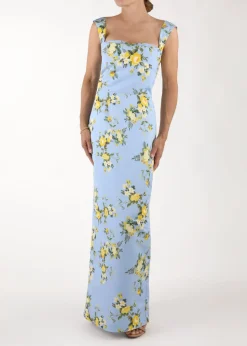 OTM Exclusive: Dress in Blue & Yellow Floral