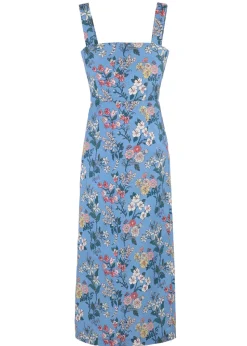 OTM Exclusive: Long Slip Dress in Blue Multi Floral