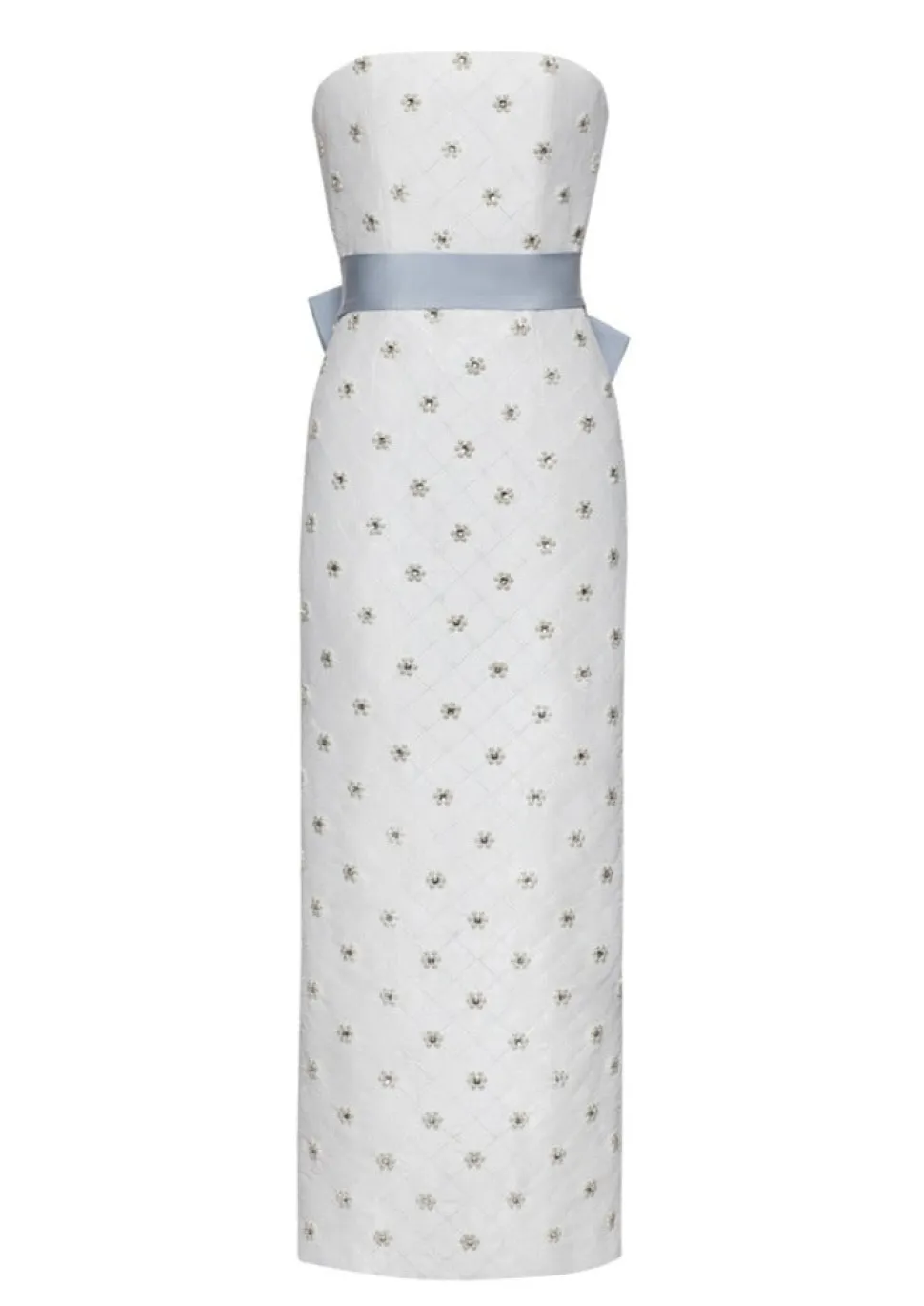 OTM Exclusive: Olivia White Silk Dress with Floral Crystal Embroidery