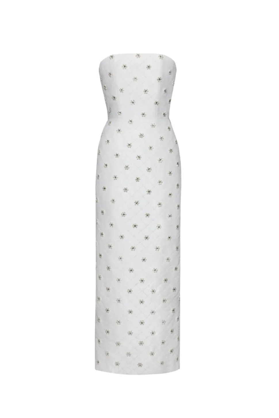 OTM Exclusive: Olivia White Silk Dress with Floral Crystal Embroidery