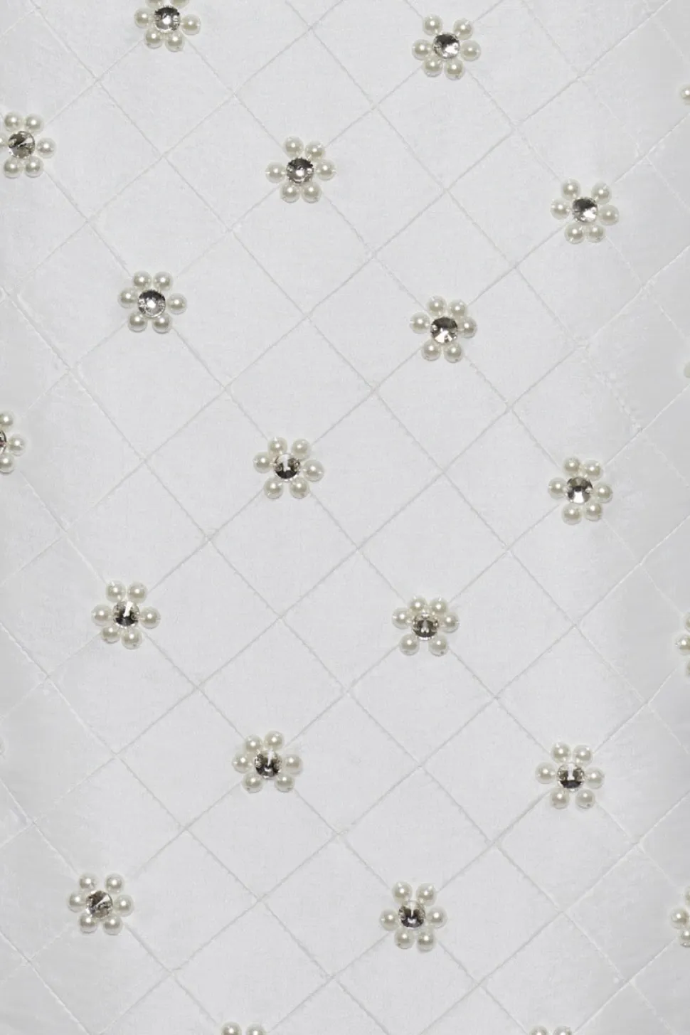 OTM Exclusive: Olivia White Silk Dress with Floral Crystal Embroidery