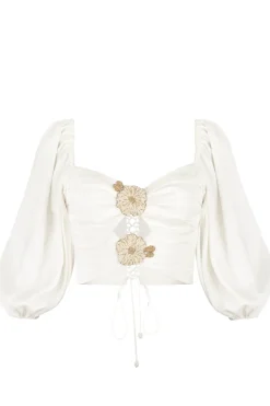 OTM Exclusive: Silk Rosa Cut Out Top in Ivory