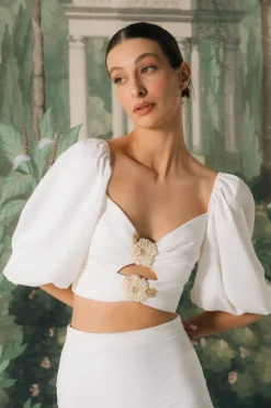 OTM Exclusive: Silk Rosa Cut Out Top in Ivory