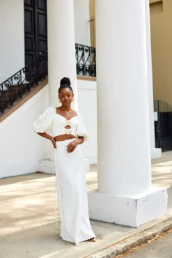 OTM Exclusive: Silk Rosa Cut Out Top in Ivory