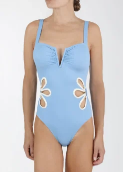 OTM Exclusive: The Flora One-Piece In Light Blue & White