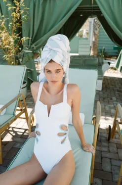 OTM Exclusive: The Flora One-Piece In White & Light Blue