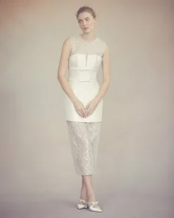 Ottilie Dress in Ivory Silk Wool