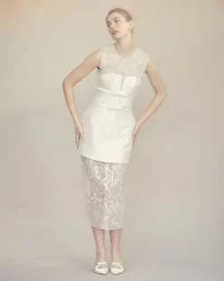 Ottilie Dress in Ivory Silk Wool