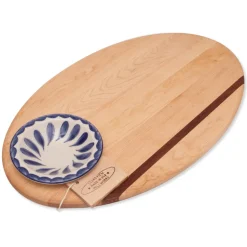 Oval Dip Board with Ceramic Bowl