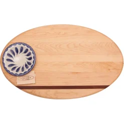Oval Dip Board with Ceramic Bowl