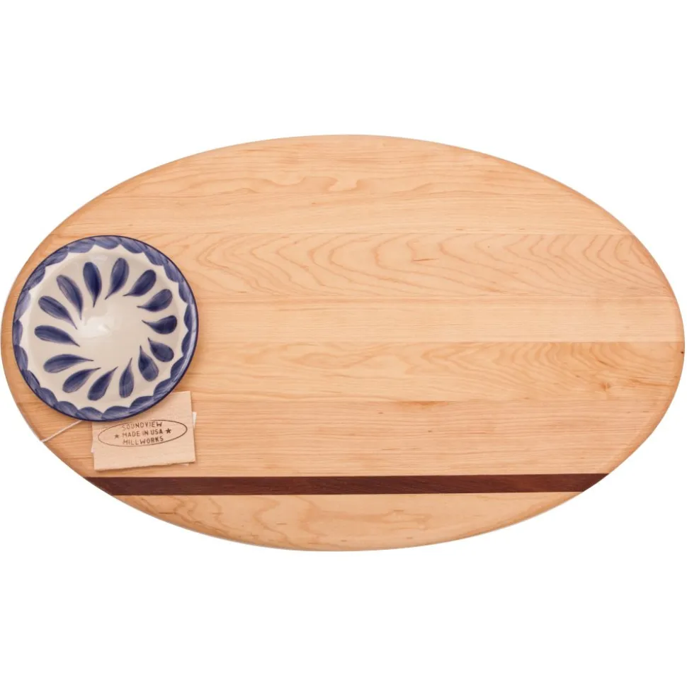 Oval Dip Board with Ceramic Bowl