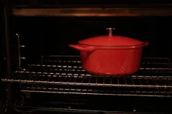 Oval Enameled Cast Iron Dutch Oven in Made In Red