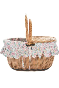 Oval Picnic Basket Made With Liberty Fabric in Betsy Candy Floss