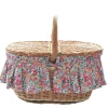 Oval Picnic Basket Made With Liberty Fabric in Betsy Pink