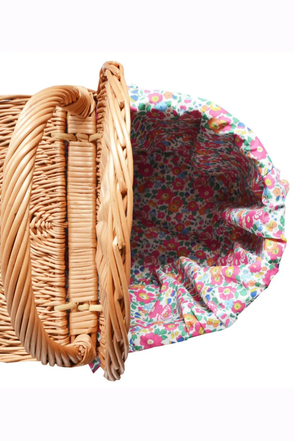 Oval Picnic Basket Made With Liberty Fabric in Betsy Pink