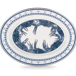 Oval Platter in Blue Crab