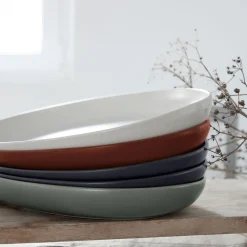 Pacifica Collection Oval Plates in Seed Grey, Set of 6