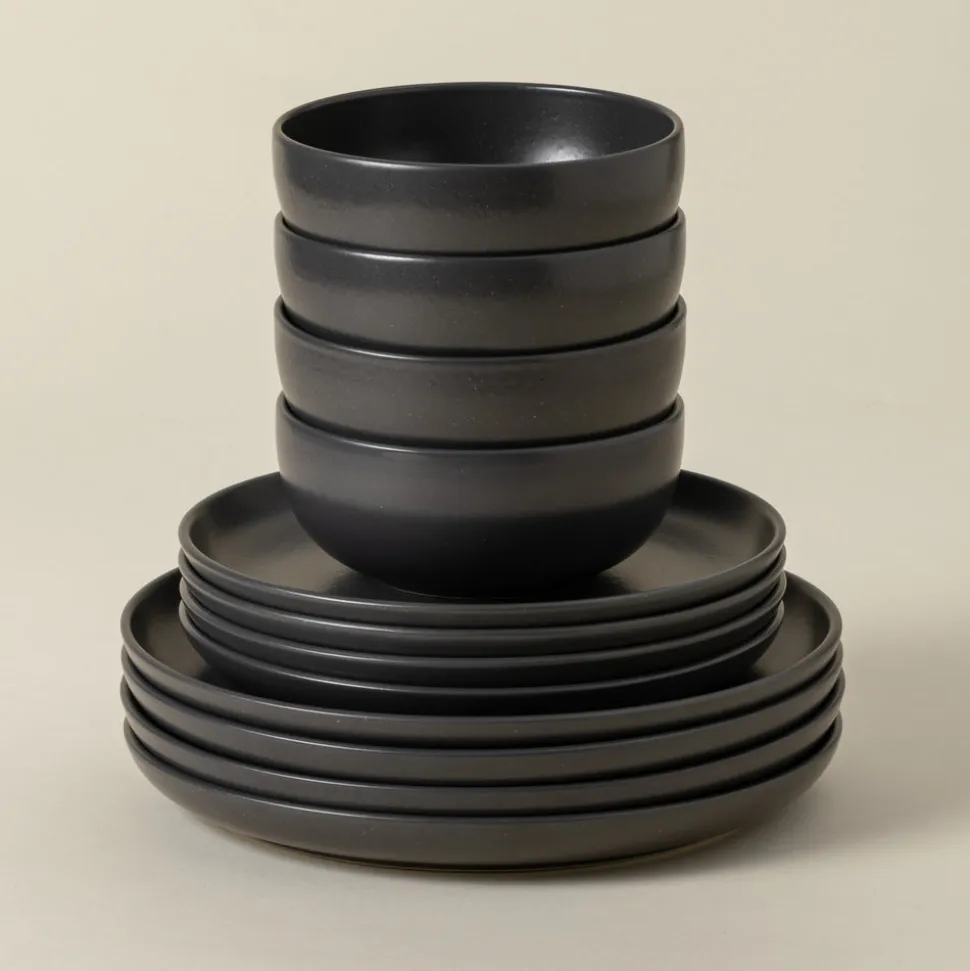 Pacifica Collection 12-pc Place Setting with Cereal Bowl in Seed Grey