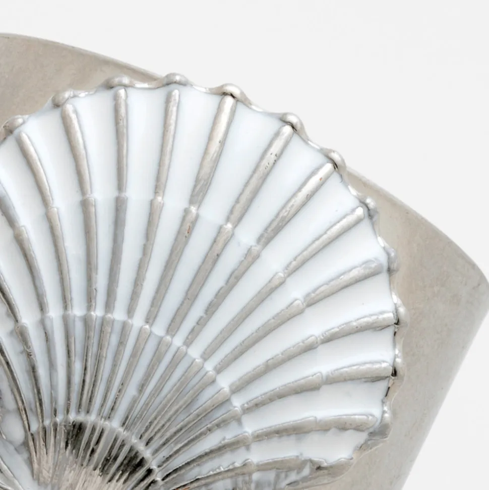 Painted Shell Napkin Rings in White, Set of Two
