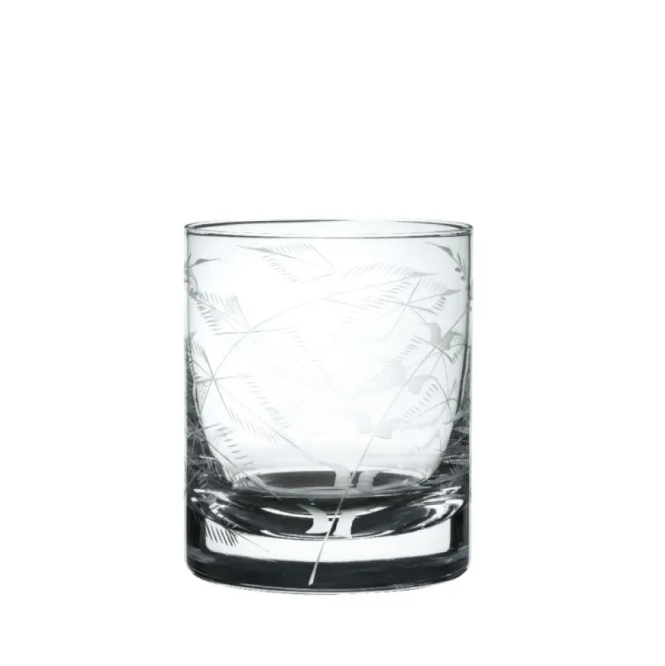 Pair of Crystal Whiskey Glasses with Fern Design