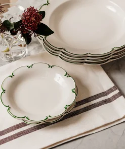 Pair of Striped Linen Tea Towels in Chocolate, Set of 2