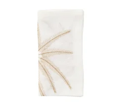 Palm Coast Napkin in White & Natural & Gold, Set of 4