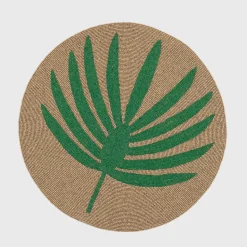 Palm Frond Hand Beaded Placemat in Green