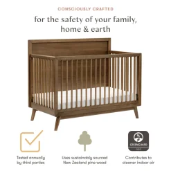 Palma 4-in-1 Convertible Crib with Toddler Bed Conversion Kit in Natural Walnut