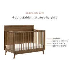 Palma 4-in-1 Convertible Crib with Toddler Bed Conversion Kit in Natural Walnut